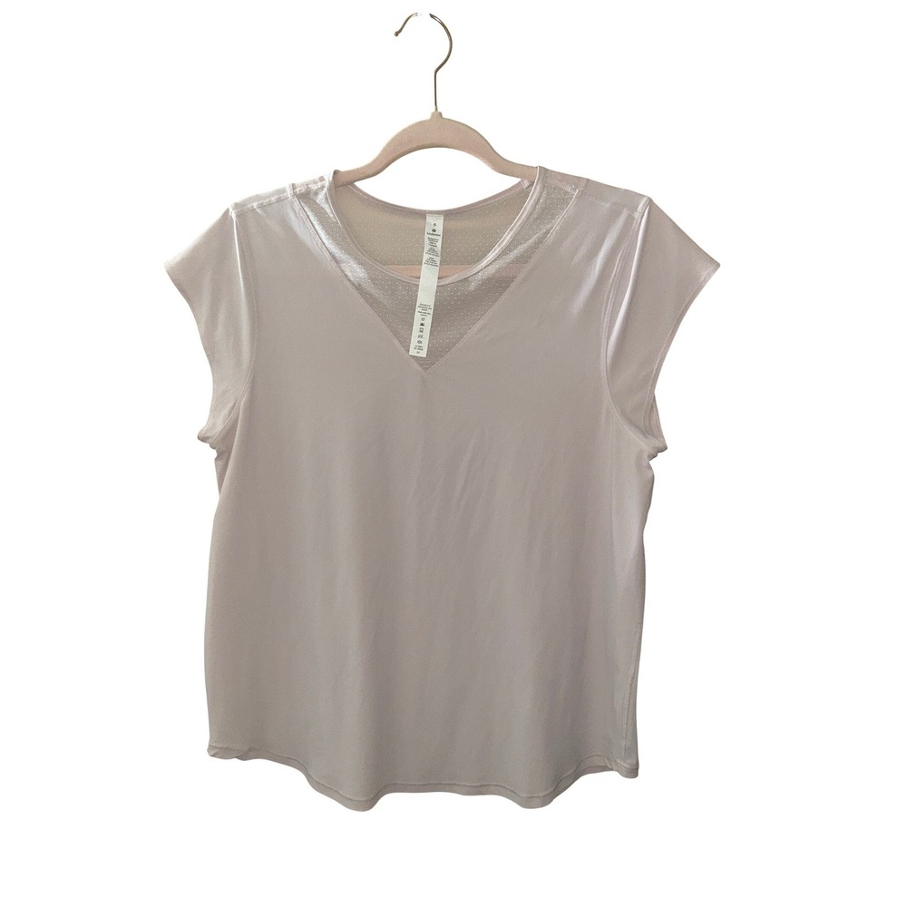 Lululemon Pink Mesh V-Neck Back Short Sleeve Athletic Top Size 6